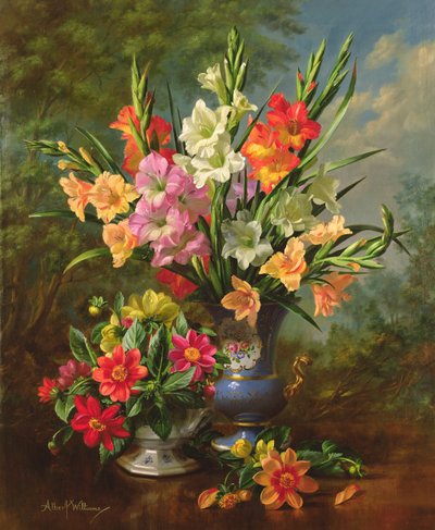 AB1062B Gladioli ve Dahlias by Albert Williams