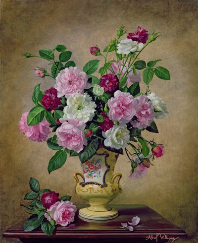 Seramik vazoda güller ve dahlialar by Albert Williams