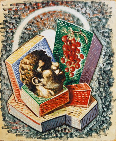 Testa con uva (Üzümlü kafa) (tuval üzerine yağlıboya) by Alberto  Savinio