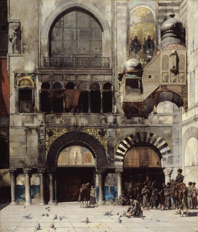 Bizans Anıtı Kapısında Komutanlarını Bekleyen Çerkes Süvarileri, Doğunun Hafızası, 1880 by Alberto Pasini