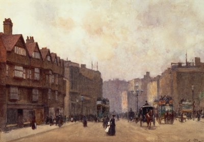 High Holborn, Londra, Alberto Pisa (1864-1936), karton üzerine monte edilmiş kağıt üzerine suluboya, 32 4 x 45 7 cm by Alberto Pisa