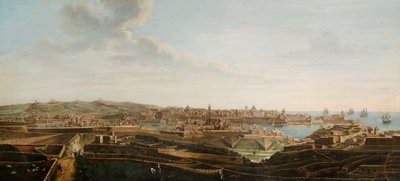 Valletta, Malta ve çevresinin yedi görünümünden biri, c.1753 (tuval üzerine yağlı boya) by Alberto Pullicino