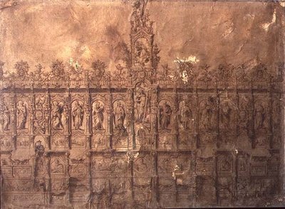 Koro tezgahları için tasarım (kağıt üzerine kalem ve mürekkep) by Alberto de or Joaquin de(1674 1724) Churriguera