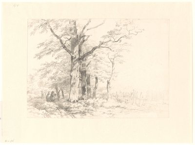 Bir manzarada meşe çalışması by Albertus Brondgeest