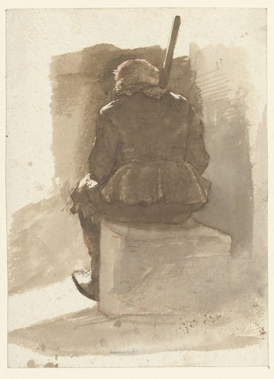 Arkadan görülen bastonlu oturan adam by Albertus Brondgeest