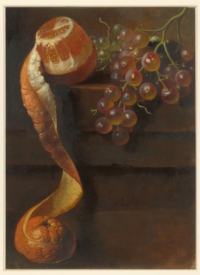 Soyulmuş portakal ve salkım üzüm ile natürmort by Albertus Steenbergen