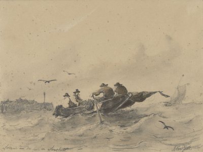 Bir kayıkta dört adam by Albertus van Beest