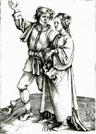Johannes Wierix tarafından oyulmuş rustik bir çift, c.1565 (gravür) by Albrecht (after) Durer or Duerer