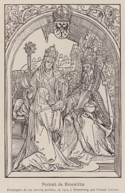 Gandersheim'lı Hrotsvitha by Albrecht (after) Durer or Duerer