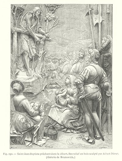 Vaftizci Yahya çölde vaaz veriyor (gravür) by Albrecht (after) Durer or Duerer