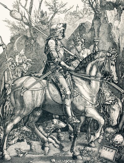 Ölüm Şövalyesi, 1880 dolayları (gravür) by Albrecht (after) Durer or Duerer