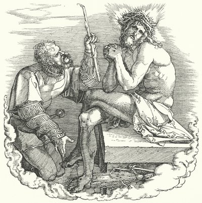 Albrecht Durer'in Büyük Tutku'nun, İsa'nın Dünya'daki son günlerini tasvir eden başlık sayfası (gravür) by Albrecht (after) Durer or Duerer