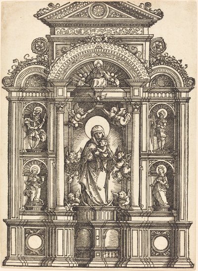Bakire ve Çocuk ve Azizler Christopher, Barbara, George ve Catherine ile Sunak by Albrecht Altdorfer