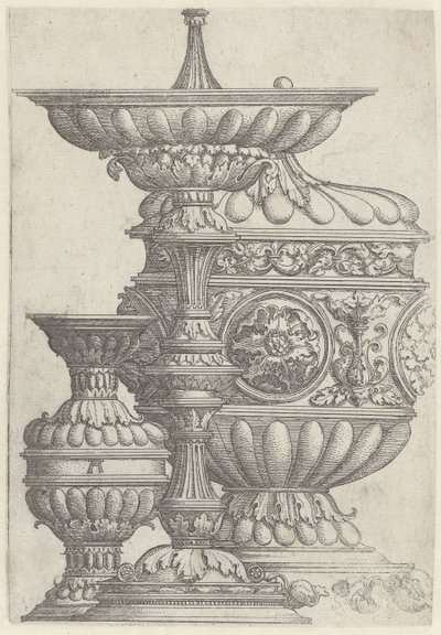 Üç süslü kadeh Vazolar, sürahiler ve kadehler (seri başlığı) by Albrecht Altdorfer