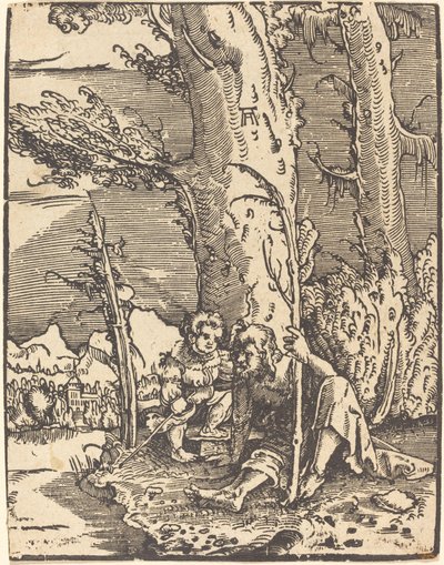 Bir Nehir Kıyısında Oturan Aziz Christopher by Albrecht Altdorfer