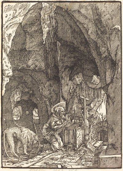 Bir Mağarada Aziz Jerome by Albrecht Altdorfer