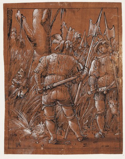 Bir çift aşığı izleyen iki lansquenet by Albrecht Altdorfer