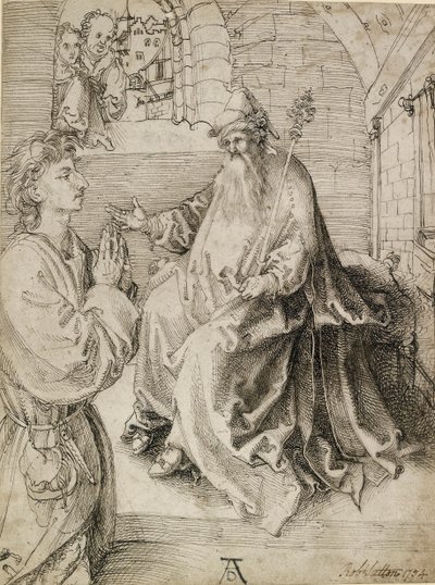 Bir Hükümdarın önünde diz çökmüş bir Gençlik, c1490s by Albrecht Dürer