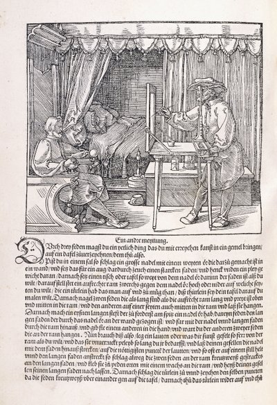 Çizim çerçevesi kullanarak portre çizen bir ressam, 1525 by Albrecht Dürer