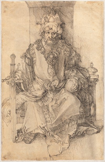 Tahtına Oturan Doğulu Bir Hükümdar by Albrecht Dürer