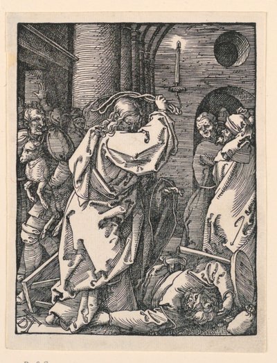 Küçük Tutku Serisinden Tüccarları (veya Para Değiştirenleri) Tapınaktan Süren Mesih by Albrecht Dürer