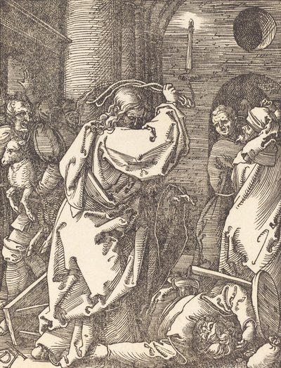 İsa Tefecileri Tapınaktan Kovuluyor, muhtemelen c. 15091510. by Albrecht Dürer