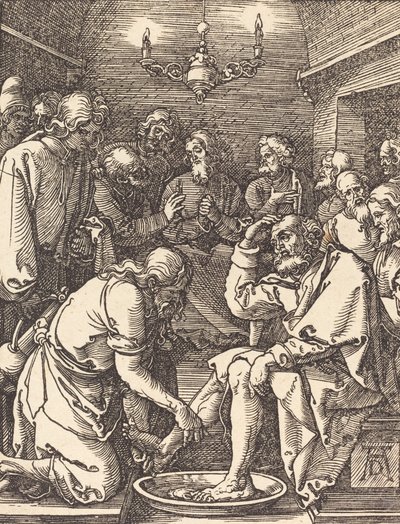 İsa Havarilerin Ayaklarını Yıkıyor, muhtemelen c. 15091510. by Albrecht Dürer