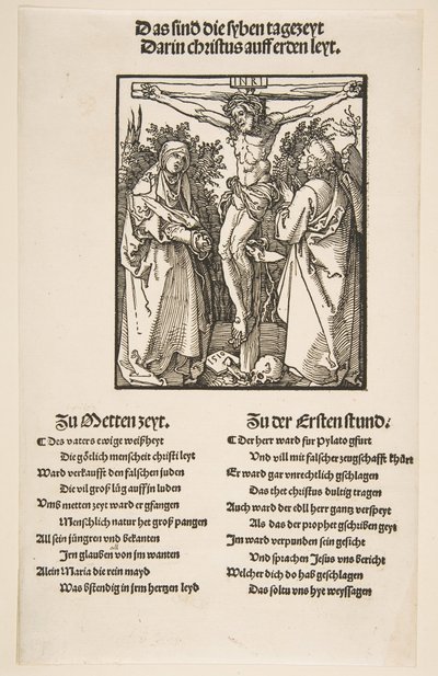 Bakire ve Aziz John arasındaki Çarmıhtaki İsa, iki sayfalık ilk sayfa, 1510. by Albrecht Dürer