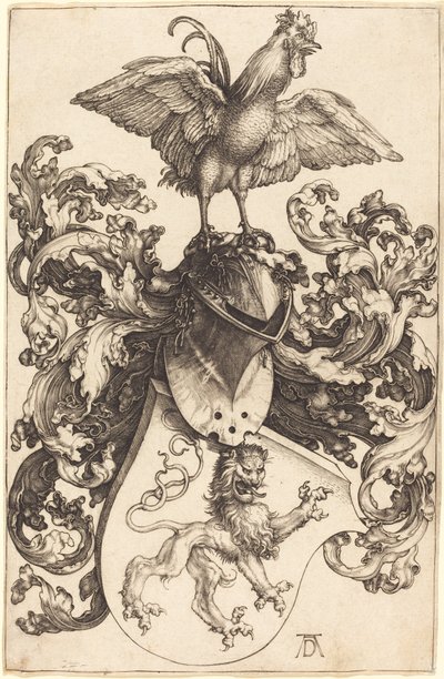 Bir aslan ve bir horoz ile arması by Albrecht Dürer