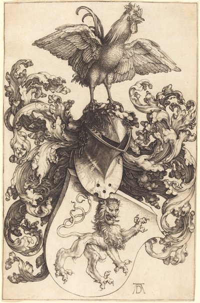 Bir aslan ve bir horoz ile arması by Albrecht Dürer