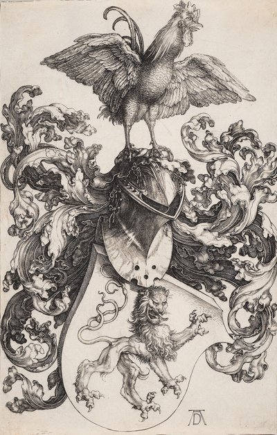 Bir aslan ve bir horoz ile arması by Albrecht Dürer