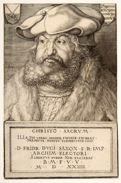 Bilge Frederick, Saksonya Seçmeni, pub. 1524. by Albrecht Dürer