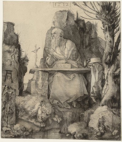 Söğüt yanında Aziz Jerome. 1512 by Albrecht Dürer