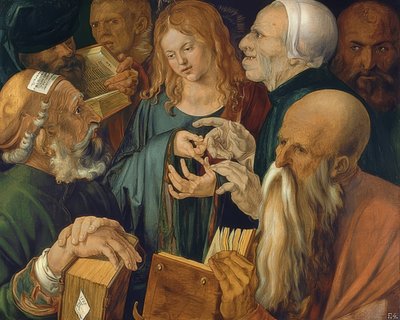 İsa, yazıcılar arasında. 1506 by Albrecht Dürer