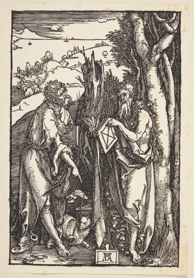 Vaftizci Yahya ve Aziz Onuphrius vahşi doğada by Albrecht Dürer