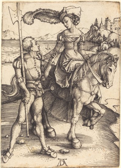Atlı Kadın ve Lansquenet by Albrecht Dürer