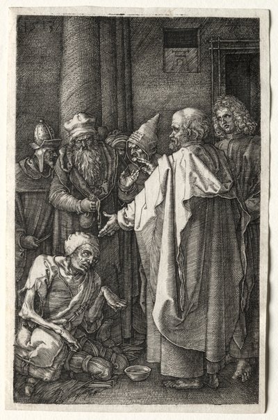 Peter ve John, Tapınağın Kapısında Sakatları İyileştiriyor by Albrecht Dürer