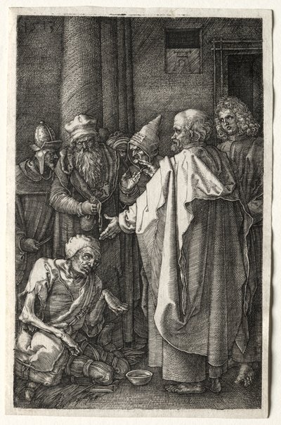 Peter ve John, Tapınağın Kapısında Sakatları İyileştiriyor, 1512. by Albrecht Dürer
