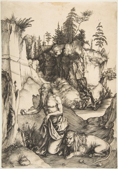 Vahşi Doğada Aziz Jerome Tövbekar, yaklaşık. 1496. by Albrecht Dürer