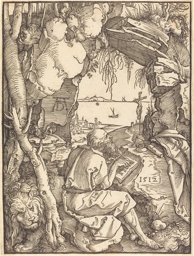 Bir Mağarada Aziz Jerome by Albrecht Dürer