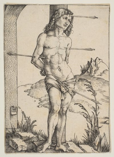 Aziz Sebastian Sütuna Bağlı, yaklaşık. 1499. by Albrecht Dürer