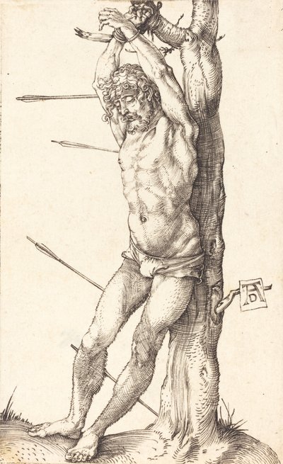 Ağaca Bağlı Aziz Sebastian, 15001501. by Albrecht Dürer