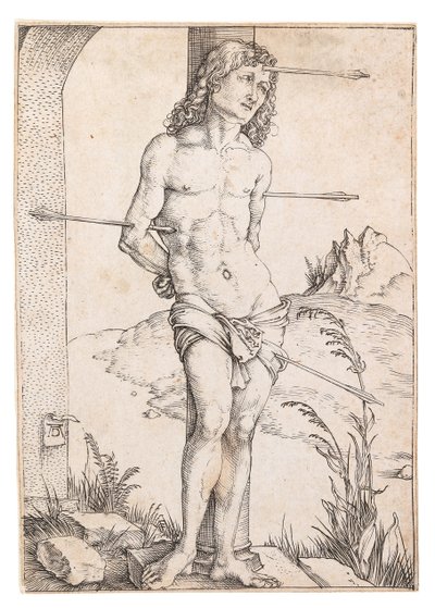 Sütundaki Aziz Sebastian, c. 1500. by Albrecht Dürer