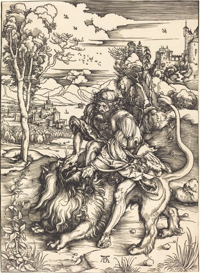 Aslanla Savaşan Samson by Albrecht Dürer