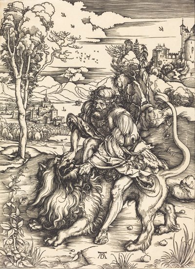 Aslanla Savaşan Samson, c. 14971498. by Albrecht Dürer