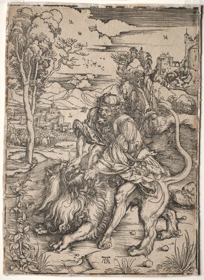 Aslanı Öldüren Samson by Albrecht Dürer