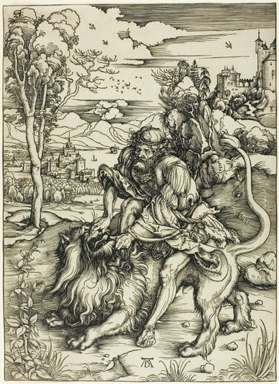 Aslan Parçalayan Samson by Albrecht Dürer