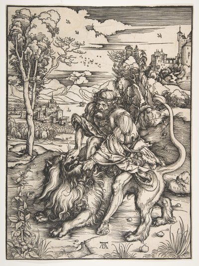Samson Rending the Lion, ca. 1497-98. by Albrecht Dürer