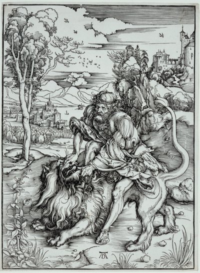 Aslanı Öldüren Samson by Albrecht Dürer
