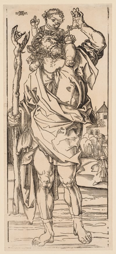 Aziz Christopher Çayı Geçerken, 1528. by Albrecht Dürer